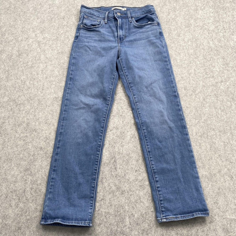 Levi's 724 High Rise Straight Crop Jeans Womens 26 (24x24) Blue Stretch Denim